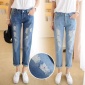 2016年春夏韩版磨边 潮破洞九分裤哈伦宽松显瘦乞丐裤牛仔裤女